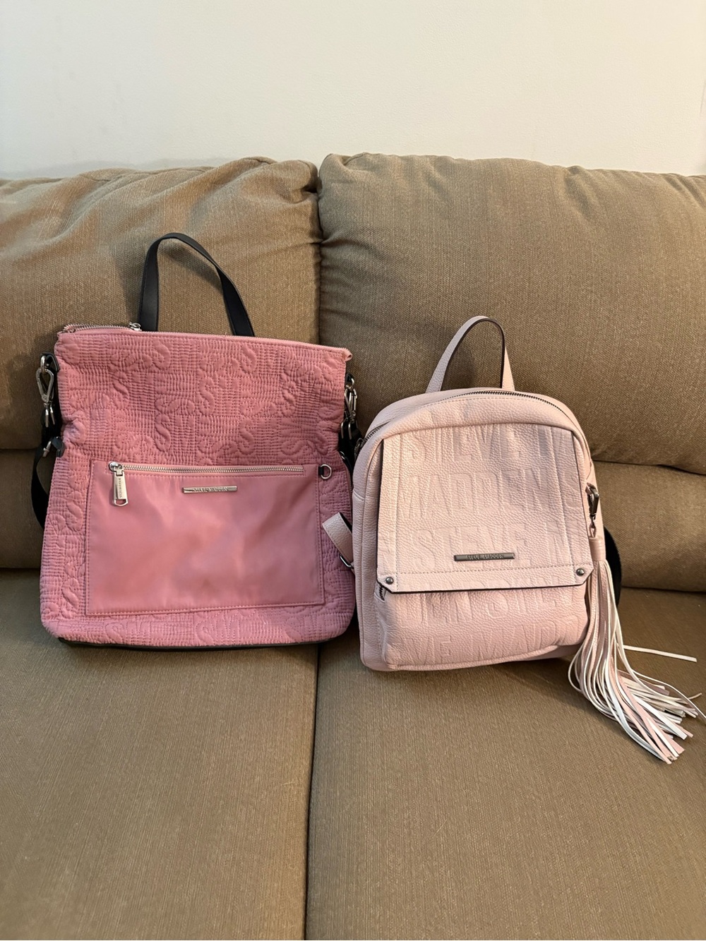Steve Madden DUO Pink & Blush Quilted and Leather Like Bags